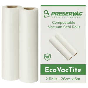 28cm x 6m x 2 Compostable Vacuum Rolls | PreserVac EcoVacTite