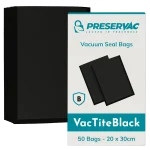 20x30cm x 50 Black Vacuum Seal Bags | PreserVac VacTite | 100 Microns