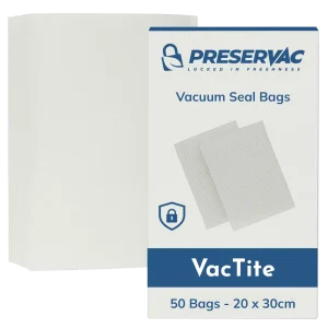 20 x 30cm x 50 Vacuum Seal Bags | PreserVac VacTite | 80 Microns