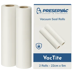 22cm x 6m x 2 Vacuum Seal Rolls | PreserVac VacTite | 80 Microns