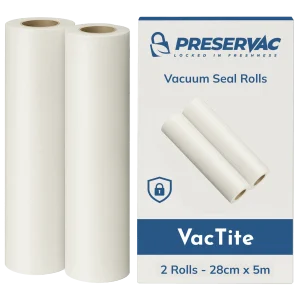 28cm x 6m x 2 Vacuum Seal Rolls | PreserVac VacTite | 80 Microns