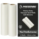 22cm x 6m x 2 Vacuum Seal Rolls | PreserVac VacTiteExtreme | 120 Microns
